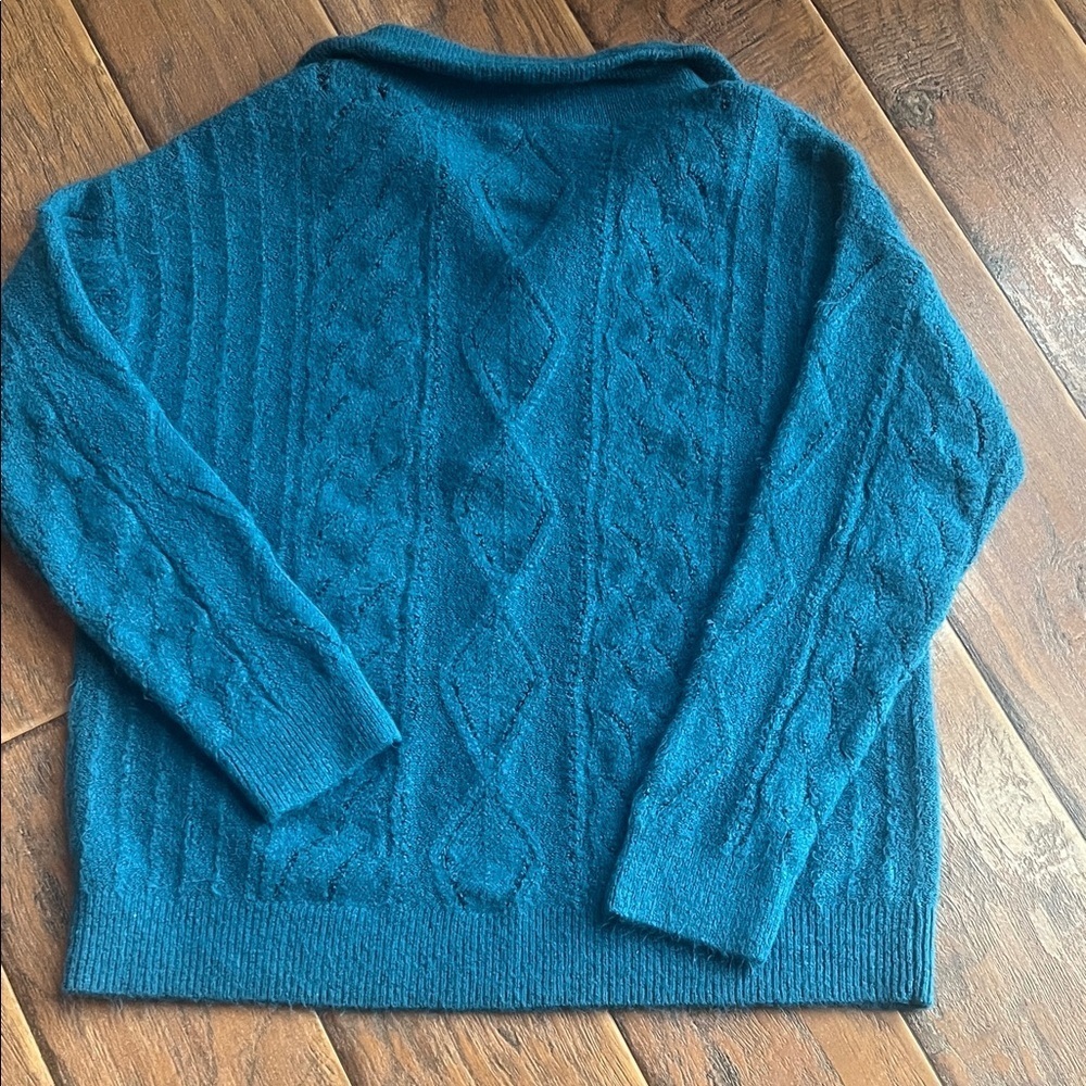 Talbots Turquoise Cable Knit Sweater - Picture 7 of 10